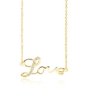 Colier placat cu aur galben din argint Love cu pietre DiAmanti Z1769NG-DIA (Argint 925‰ 2,4 g.)